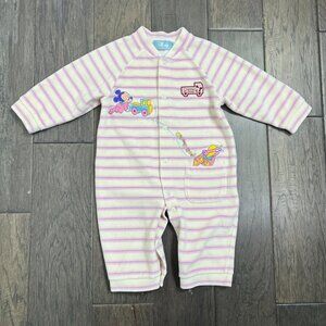 Vintage 90s Disney Store Baby Minnie Mouse Striped Romper Sleeper 12M